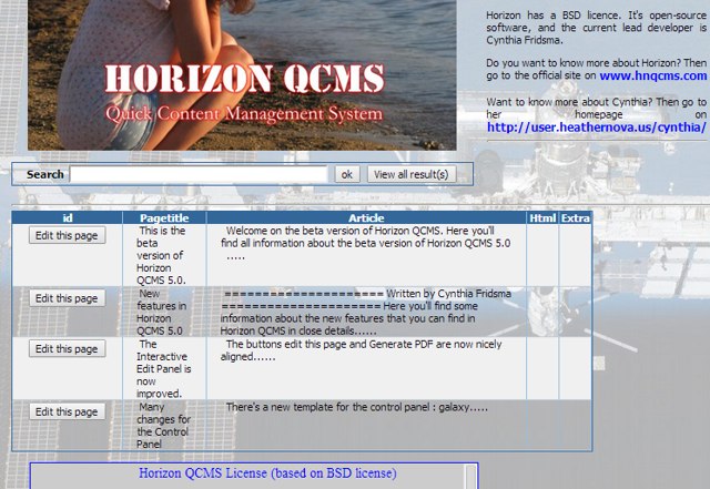 search engine in controlpanel