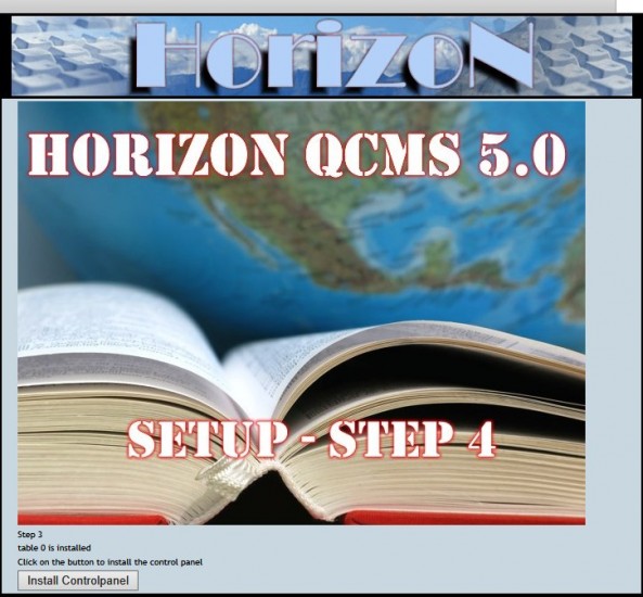 Screen 5: install Control Panel.